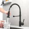 Kitchen Taps Brush Brass Taps for Kitchen Sink Single Lever Pull Out Spring Spout Mixers Tap Hot Cold Water Crane 9009