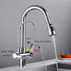 Filtered Crane For Kitchen Matte Black Pull Out Spray 360 Rotation Water Filter Tap Three Ways Sink Mixer Kitchen Tap