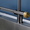 New Grey Waterfall Kitchen Tap Can Pull 4 Ways Water Outlet Methods Cold and Hot Brass Single Hole Sink Tap