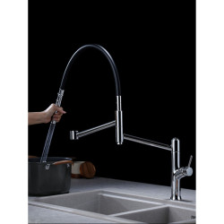 Chrome modern high-end brass kitchen Tap magnetic suction design single handle cold & hot dual-control 2-function sink Tap