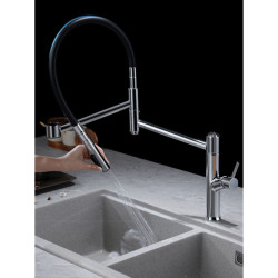 Chrome modern high-end brass kitchen Tap magnetic suction design single handle cold & hot dual-control 2-function sink Tap