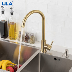 Kitchen Tap Gold Stainless Steel 360 Rotate Kitchen Tap Tap Deck Mount Cold Hot Water Sink Mixer Taps