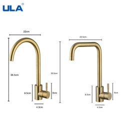 Kitchen Tap Gold Stainless Steel 360 Rotate Kitchen Tap Tap Deck Mount Cold Hot Water Sink Mixer Taps