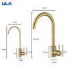 Kitchen Tap Gold Stainless Steel 360 Rotate Kitchen Tap Tap Deck Mount Cold Hot Water Sink Mixer Taps