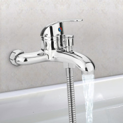 Zinc alloy Basin Taps Chrome Wall Mounted Hot Cold Water Dual Spout Mixer Tap Tap Bath Shower Basin