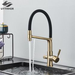 Kitchen Pure Water Filter Tap Dual Spout Filter Taps Mixer 360 Degree Rotation Drinking Water Purification Feature Taps