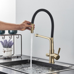 Kitchen Pure Water Filter Tap Dual Spout Filter Taps Mixer 360 Degree Rotation Drinking Water Purification Feature Taps