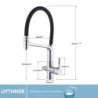 Kitchen Pure Water Filter Tap Dual Spout Filter Taps Mixer 360 Degree Rotation Drinking Water Purification Feature Taps