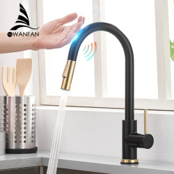 Sensor Kitchen Taps Brushed Gold Smart Touch Inductive Sensitive Tap Mixer Tap Single Handle Dual Outlet Water Modes 1005J