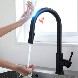 Sensor Kitchen Taps Brushed Gold Smart Touch Inductive Sensitive Tap Mixer Tap Single Handle Dual Outlet Water Modes 1005J