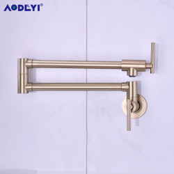 Pot Filler Tap Wall Mounted Foldable Kitchen Tap Single Cold Single Hole Sink Taps Rotate Folding Spout Brushed Gold SUS304