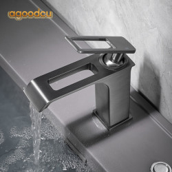 Basin Tap Waterfall Hot and Cold Bathroom Sink Mixer Water Tap Deck Moutend Single Handle Brass Vessel Modern Taps Crane