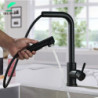 Black 360° Rotation Stream Sprayer Nozzle Stainless Steel Kitchen Sink Hot Cold Taps Kitchen Tap Deck Mounted Mixer Tap