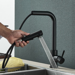 Black 360° Rotation Stream Sprayer Nozzle Stainless Steel Kitchen Sink Hot Cold Taps Kitchen Tap Deck Mounted Mixer Tap