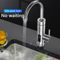 Electric Heated Kitchen Tap Detachable Fast Heating Leakproof Replacement Bathroom Digital Tap White US Plug 110V