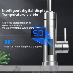 Electric Heated Kitchen Tap Detachable Fast Heating Leakproof Replacement Bathroom Digital Tap White US Plug 110V