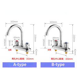 Kitchen Tap rotating hot and cold basin sink mixer washbasin bathroom kitchen Tap modern copper double hole double handle