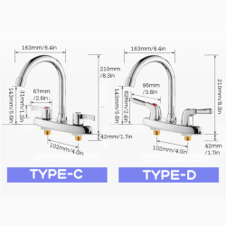 Kitchen Tap rotating hot and cold basin sink mixer washbasin bathroom kitchen Tap modern copper double hole double handle