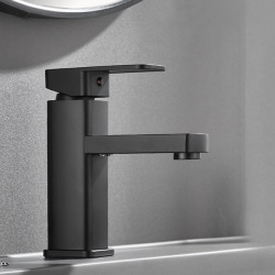 Black Tap Stainless Steel Waterfall Tap Mixed Tap Countertop Hot and cold mixed Water Bathroom Tap Square Single Hol