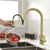 Smart Touch Kitchen Tap Three Function Pull Dow Sprayer Hot Cold Kitchen Mixer Tap Brushed Gold Touch Pull Out Kitchen Tap