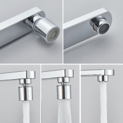 Chrome Kitchen Tap Filtered Pure Water Dual Handle Dual Spout Pure Hot Cold Water Mixer Taps Flexible Spout