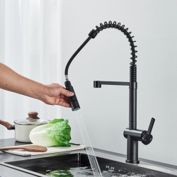 Black Pull Out Kitchen Sink Tap Two Model Stream Sprayer Nozzle Brass Material Hot Cold Wate Mixer Tap Deck Mounted