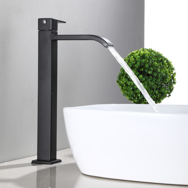 Bathroom Black Tap Waterfall 304 Stainless Steel Washbasin Single Cold Water Tap Bathroom Accessories Basin Handle Taps