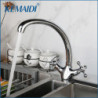 Kitchen Sink Tap 2 Handles Stainless Steel Kitchen Sink Taps Hot & Cold Water Mixer Tap 360 Swivel Chrome