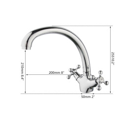 Kitchen Sink Tap 2 Handles Stainless Steel Kitchen Sink Taps Hot & Cold Water Mixer Tap 360 Swivel Chrome