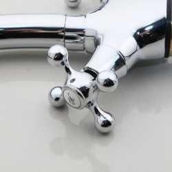 Kitchen Sink Tap 2 Handles Stainless Steel Kitchen Sink Taps Hot & Cold Water Mixer Tap 360 Swivel Chrome