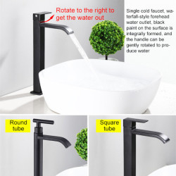 Bathroom Black Tap Waterfall 304 Stainless Steel Washbasin Single Cold Water Tap Bathroom Accessories Basin Handle Taps