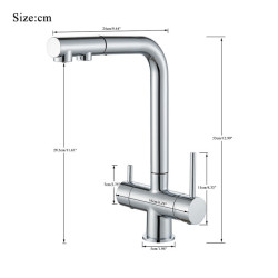 Chrome Brass Pull Out Filtered Kitchen Tap Dual Handle Hot Cold Drinking Water 3-Way Filter Purification Mixer Taps