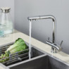 Chrome Brass Pull Out Filtered Kitchen Tap Dual Handle Hot Cold Drinking Water 3-Way Filter Purification Mixer Taps