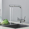 Chrome Brass Pull Out Filtered Kitchen Tap Dual Handle Hot Cold Drinking Water 3-Way Filter Purification Mixer Taps