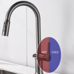 Temperature Digital Display Pull Out Tap Kitchen Single Handle Kitchen Sink Rotation Mixer Sprayer Hot And Cold Water Taps