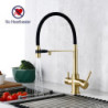 Brushed Gold Kitchen Tap Filter 360 Swivel Pure Water Tap for 3 Ways Kitchen Pull Out Purification Water Mixer Double Handle