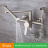 Folding Brass Kitchen Tap Brushed Bidet Spray Wall Mount Hot Cold Mixer Tap Bathroom Crane with