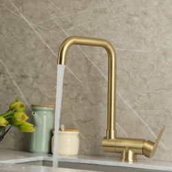 Brushed Gold Inner Window Free Folding Kitchen Tap 360 Degree Rotate Foldable Tap