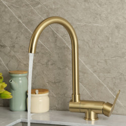 Brushed Gold Inner Window Free Folding Kitchen Tap 360 Degree Rotate Foldable Tap