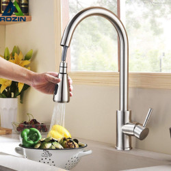 Brushed Nickel Kitchen Tap Flexible Pull Out Nozzle Kitchen Sink Mixer Tap Stream Sprayer Head Deck Black Hot Cold Water Taps