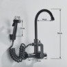 Brushed Nickel Wall Mounted Kitchen Tap Rotating Long Spout Kitchen Mixer Tap Bidet Spray Head Bathroom Kitchen Tap