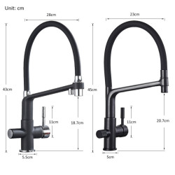 Quyanre Black White Filtered Kitchen Taps Pull Out 360 Rotation Mixer Tap Pure Water Crane For Kitchen Filtered Water Taps