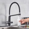 Quyanre Black White Filtered Kitchen Taps Pull Out 360 Rotation Mixer Tap Pure Water Crane For Kitchen Filtered Water Taps