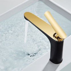 Nordic Minimalism Creative Copper Basin Tap Bathroom Taps Luxury Style Creatives Tap and Cold Hot Tap White Gold