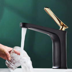 Nordic Minimalism Creative Copper Basin Tap Bathroom Taps Luxury Style Creatives Tap and Cold Hot Tap White Gold