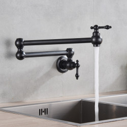 Chrome Black Wall Mounted Tap Single Cold Water Tap 360 Rotating Spout Washing Tap Folding Neck Bathroom Kitchen Tap