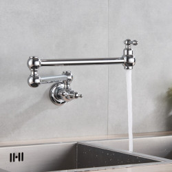 Chrome Black Wall Mounted Tap Single Cold Water Tap 360 Rotating Spout Washing Tap Folding Neck Bathroom Kitchen Tap