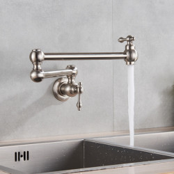 Chrome Black Wall Mounted Tap Single Cold Water Tap 360 Rotating Spout Washing Tap Folding Neck Bathroom Kitchen Tap