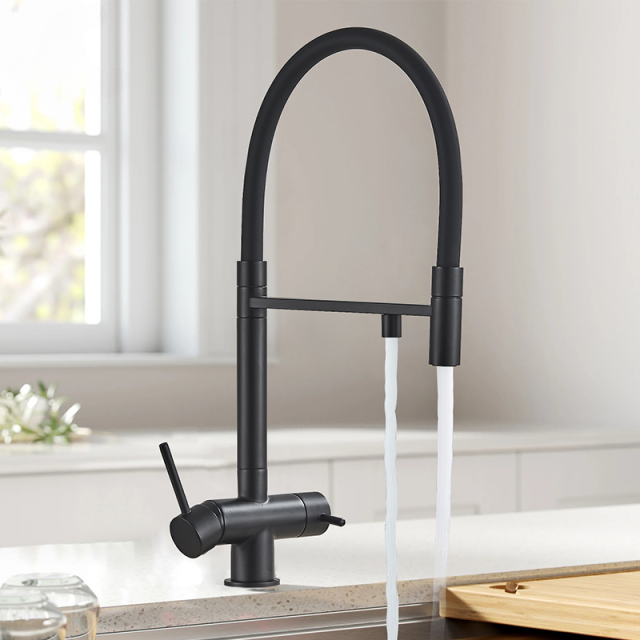 Filtered Kitchen Taps Dual Spout Filter Tap Mixer Pull Out Spray 360 Rotation Water Purification 3 Ways Sink