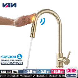 Kitchen Tap Pull Out Sense Taps 304 Stainless Steel Gold Black Sink Touch Water Tap Single Handle Mixer Rotation Shower